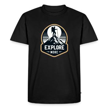 Explore more - Wanderer - Men's Premium Organic T-Shirt - black - Front - Nico (187cm)