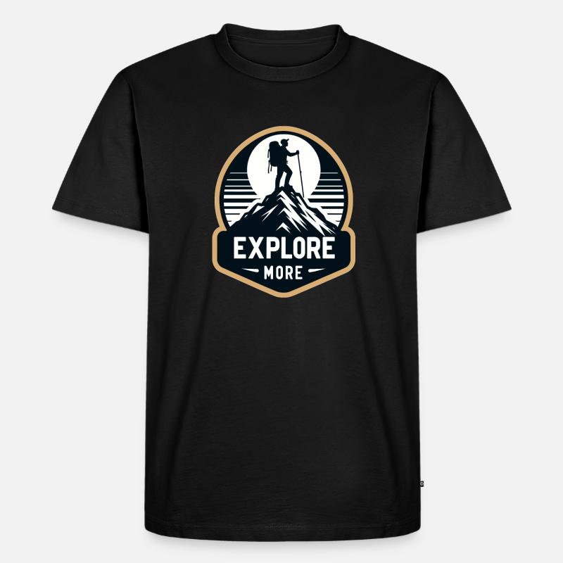 Explore more - Wanderer - Männer Premium Bio T-Shirt - Schwarz
