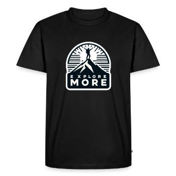 Explore more - Wanderer - Men's Premium Organic T-Shirt - black - Front - Nico (187cm)
