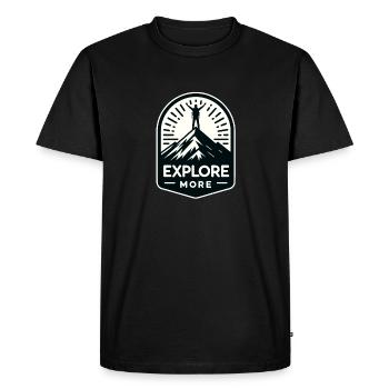 Explore more - Wanderer - Men's Premium Organic T-Shirt - black - Front - Nico (187cm)
