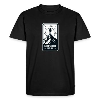 Explore more - Wanderer - Men's Premium Organic T-Shirt - black - Front - Nico (187cm)