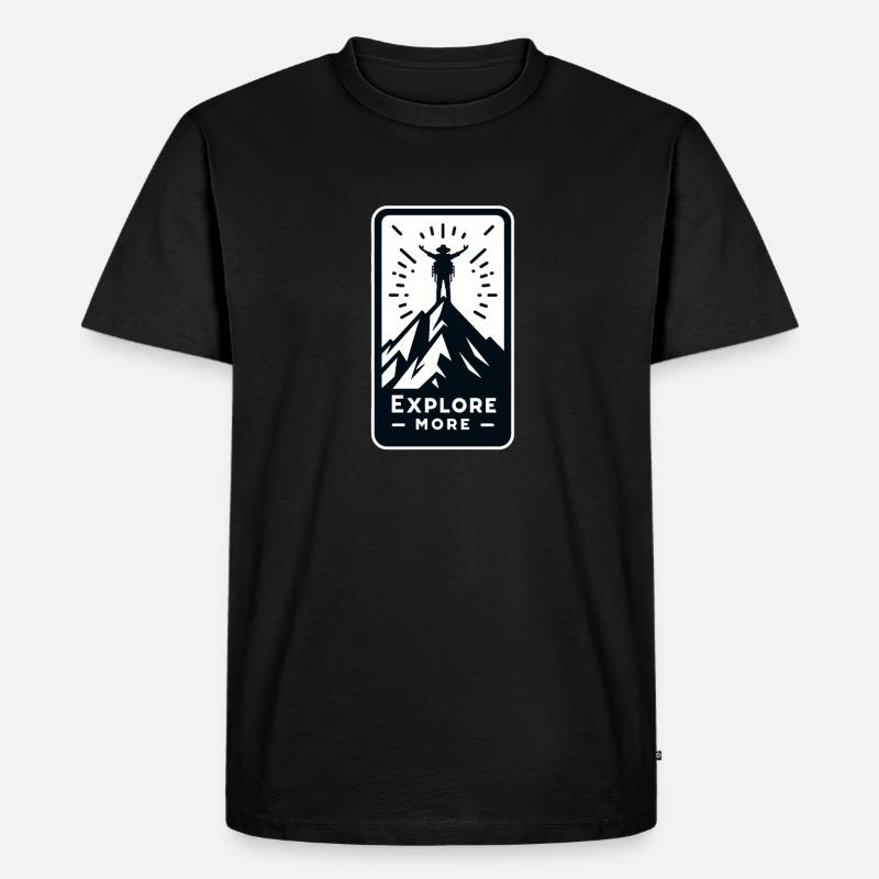 Explore more - Wanderer - Männer Premium Bio T-Shirt - Schwarz