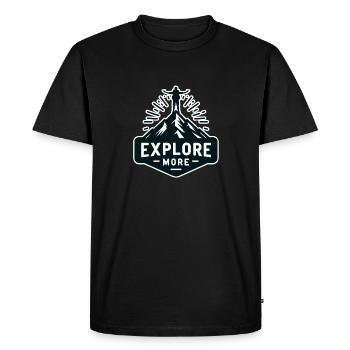 Explore more - Wanderer - Men's Premium Organic T-Shirt - black - Front - Nico (187cm)