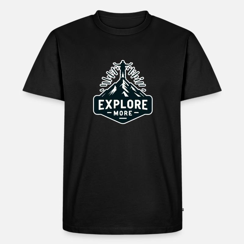 Explore more - Wanderer - Männer Premium Bio T-Shirt - Schwarz