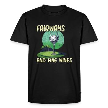 Fairways et Grands Vins - Golf et Vin - T-shirt Premium bio Homme - noir - Devant - Nico (187cm)