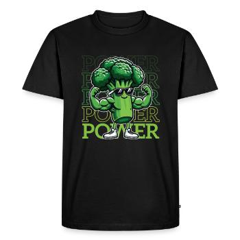 Vegan Vegetarian Broccoli Fitness Bodybuilding - Men's Premium Organic T-Shirt - black - Front - Nico (187cm)