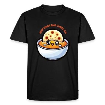Kawaii "Keep Naan and Curry on" Design - Men's Premium Organic T-Shirt - black - Front - Nico (187cm)