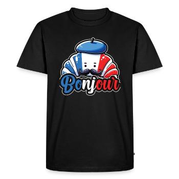 French Croissant Lover France Flag - Men's Premium Organic T-Shirt - black - Front - Nico (187cm)