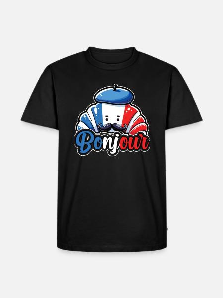French Croissant Lover France Flag - Men's Premium Organic T-Shirt - black