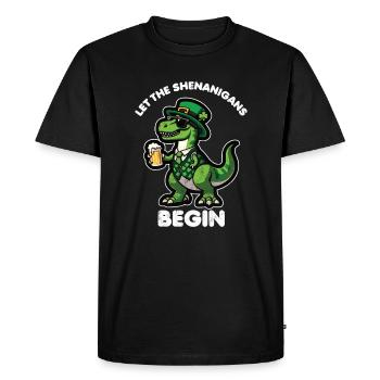 St. Patrick's Day T-Rex Dinosaur Beer Shenanigan - Men's Premium Organic T-Shirt - black - Front - Nico (187cm)