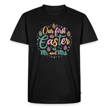 Couple de Pâques M. et Mme mari et femme - T-shirt Premium bio Homme - noir - Devant - Nico (187cm)