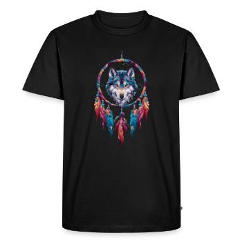 Wolf Dream Catcher Animal Spiritual - Men's Premium Organic T-Shirt - black - Front - Nico (187cm)