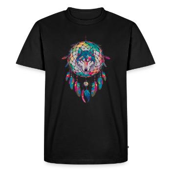 Wolf Dream Catcher Animal Spiritual - Men's Premium Organic T-Shirt - black - Front - Nico (187cm)