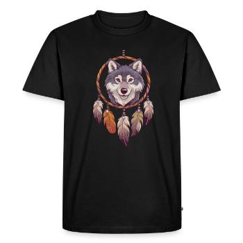 Wolf Dream Catcher Animal Spiritual - Men's Premium Organic T-Shirt - black - Front - Nico (187cm)