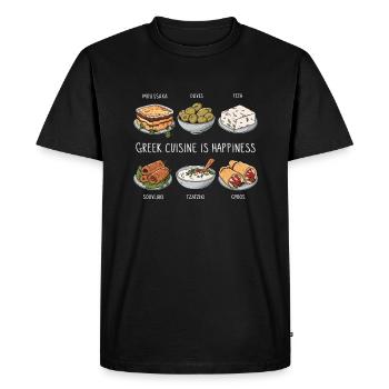 Greek Cuisine is Happiness Food Lover - Men's Premium Organic T-Shirt - black - Front - Nico (187cm)