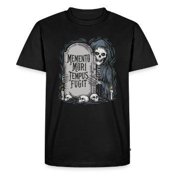 Memento Mori Tempus Fugit Skeleton Stoic - Men's Premium Organic T-Shirt - black - Front - Nico (187cm)