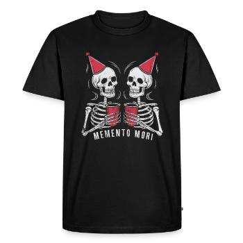 Drôle Memento Mori Squelette Fête Stoïcien Latin - T-shirt Premium bio Homme - noir - Devant - Nico (187cm)