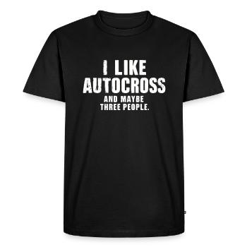 Drôle d’Autocross J’aime l’Autocross et trois personnes - T-shirt Premium bio Homme - noir - Devant - Nico (187cm)