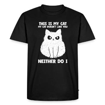 Amoureux des chats Animal de compagnie Mon chat ne t'aime pas moi non plus - T-shirt Premium bio Homme - noir - Devant - Nico (187cm)