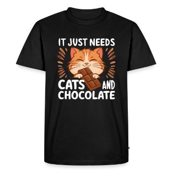 Chat amoureux du chocolat Drôle Dire Nourriture Sucrée - T-shirt Premium bio Homme - noir - Devant - Nico (187cm)