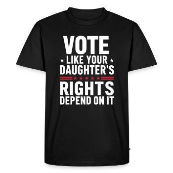 Votez comme si les droits de votre fille en dépendaient - T-shirt Premium bio Homme - noir - Devant - Nico (187cm)