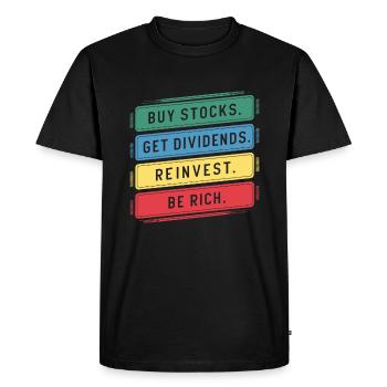 Drôle d’investisseur de dividendes Indépendance financière - T-shirt Premium bio Homme - noir - Devant - Nico (187cm)