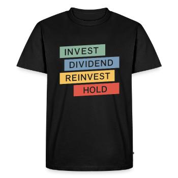 Drôle d’investisseur de dividendes Indépendance financière - T-shirt Premium bio Homme - noir - Devant - Nico (187cm)
