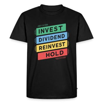 Drôle d’investisseur de dividendes Indépendance financière - T-shirt Premium bio Homme - noir - Devant - Nico (187cm)