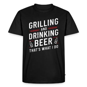 Grillades et bières BBQ Papa Drôle Barbecue Alcool - T-shirt Premium bio Homme - noir - Devant - Nico (187cm)
