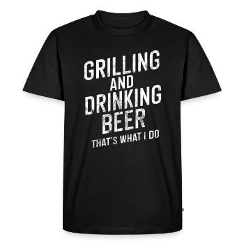 Grill et bière BBQ papa drôle barbecue alcool - T-shirt Premium bio Homme - noir - Devant - Nico (187cm)