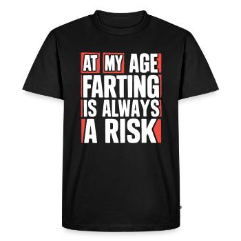 À mon âge, péter est toujours un risque de pets de vieillesse - T-shirt Premium bio Homme - noir - Devant - Nico (187cm)