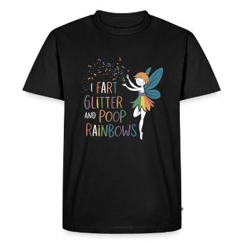 Je pète paillettes et caca arcs-en-ciel fée drôle - T-shirt Premium bio Homme - noir - Devant - Nico (187cm)