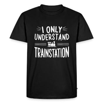 Je ne comprends que Gare Allemand Danglais S - T-shirt Premium bio Homme - noir - Devant - Nico (187cm)