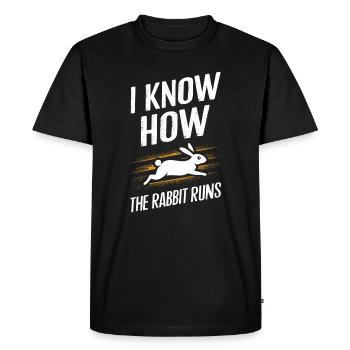 Je sais comment le lapin dirige le Denglisch Spric allemand - T-shirt Premium bio Homme - noir - Devant - Nico (187cm)