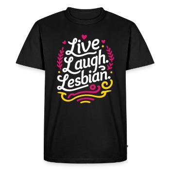 Live Laugh Lesbian Lesbian Pride LGBTQ+ Pride Mont - T-shirt Premium bio Homme - noir - Devant - Nico (187cm)