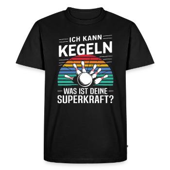 Je peux jouer, quel est ton superpouvoir, lanceur - T-shirt Premium bio Homme - noir - Devant - Nico (187cm)