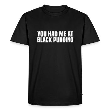 Black Pudding English Cuisine Sausage Breakfast - Men's Premium Organic T-Shirt - black - Front - Nico (187cm)