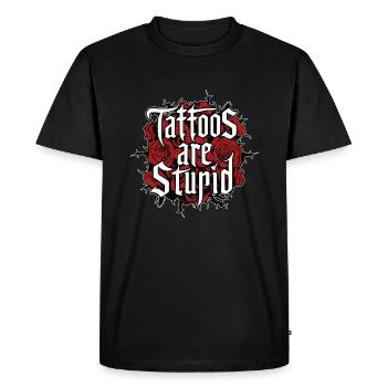 Les tatouages drôles sont stupides, sarcastiques, encrés, tatoués - T-shirt Premium bio Homme - noir - Devant - Nico (187cm)