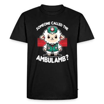 Ambulamb Agneau Mouton Infirmière Ambulancier Médecin Paramed - T-shirt Premium bio Homme - noir - Devant - Nico (187cm)