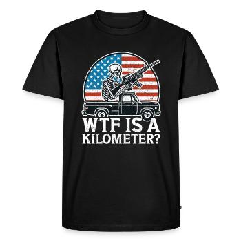 WTF est un fusil squelette du drapeau américain d’un kilomètre - T-shirt Premium bio Homme - noir - Devant - Nico (187cm)