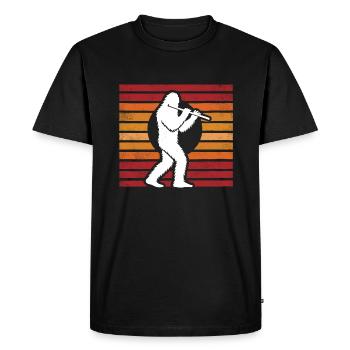 Flûte traversière Sasquatch Bigfoot Sunset Vintage - T-shirt Premium bio Homme - noir - Devant - Nico (187cm)