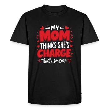 Ma mère pense qu’elle est aux commandes C’est tellement mignon drôle - T-shirt Premium bio Homme - noir - Devant - Nico (187cm)