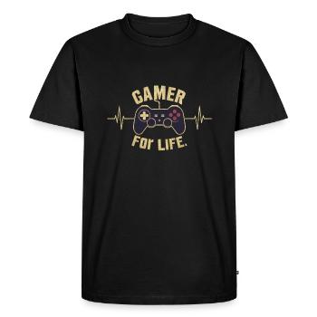 Gamer pour la vie - T-shirt Premium bio Homme - noir - Devant - Nico (187cm)