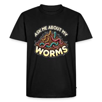 Posez-moi des questions sur mon jardinage Worms Funny Composter - T-shirt Premium bio Homme - noir - Devant - Nico (187cm)
