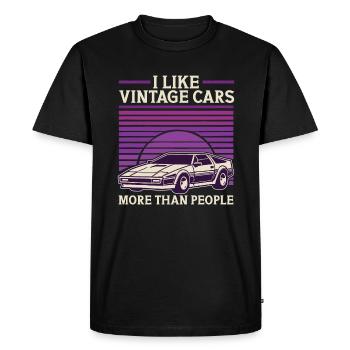 J’aime les voitures anciennes plus que les gens Drôle Vintage - T-shirt Premium bio Homme - noir - Devant - Nico (187cm)
