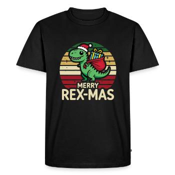 Merry Rex Mas T-Rex Dinosaure Noël Humour drôle - T-shirt Premium bio Homme - noir - Devant - Nico (187cm)