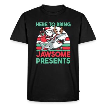 Here to bring jawsome presents christmas pun shark - Men's Premium Organic T-Shirt - black - Front - Nico (187cm)