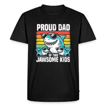 Proud Dad of two Jawsome Kids Family shark Pun - Men's Premium Organic T-Shirt - black - Front - Nico (187cm)