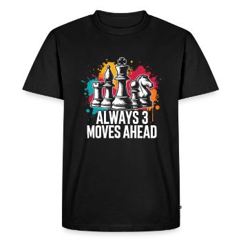 Toujours 3 coups drôle d’avance Joueur d’échecs Dire - T-shirt Premium bio Homme - noir - Devant - Nico (187cm)