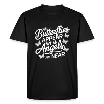 Les papillons apparaissent lorsque les anges sont proches - T-shirt Premium bio Homme - noir - Devant - Nico (187cm)